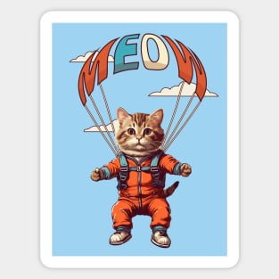 Funny Skydiving /Base Jumping Cat Gift for Cat Lovers Sticker